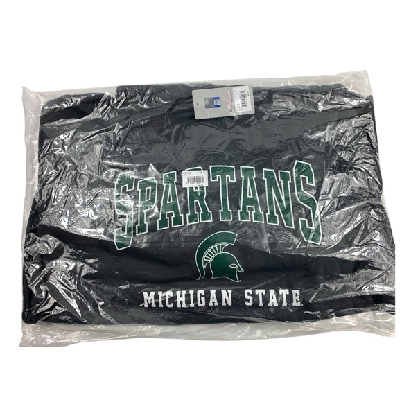 Michigan State Spartans Hoodie Pullover Fleece Gray Green Mens Size Large NEW - Picture 2 of 4